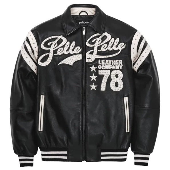 PELLE PELLE Encrusted Varsity Plush Leather Jacket