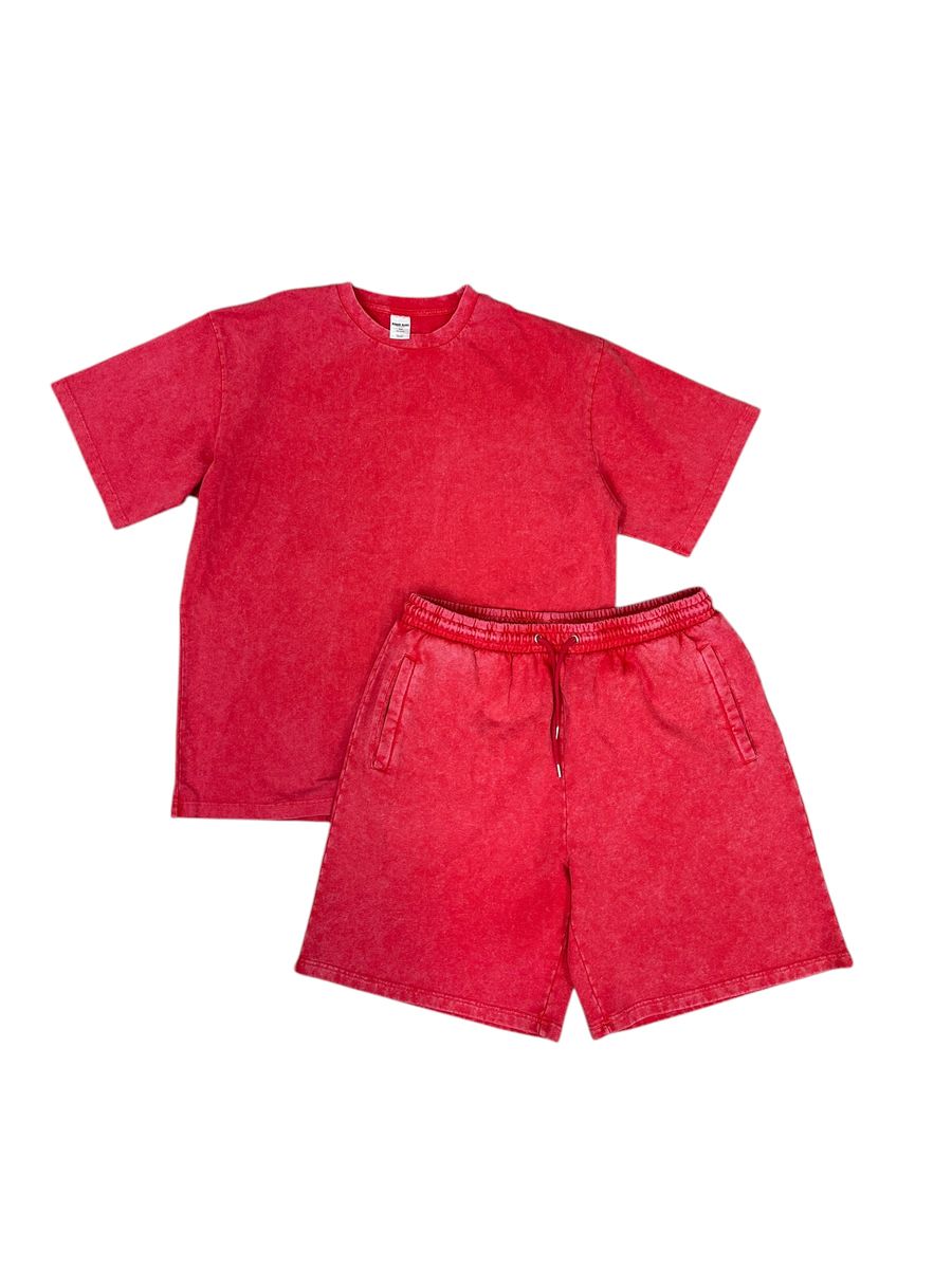 ARMOR JEANS "Stone Wash " Short Sets SCARLET RED