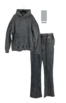 STONE WASH HOODIE WITH STACKED
