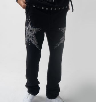 (A Pack Sold Out) DREAMSTATE STUD FLEECE FLARE JOGGER (BLACK)