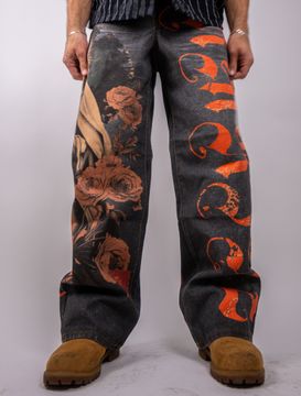 DIGITAL PRINT BAGGY JEANS