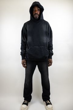 VINTAGE WASHED RHINESTONE FLEECE STACKED SET (BLACK)