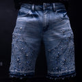 CARPENTER STUD& FANCY STONE DENIM SHORT
