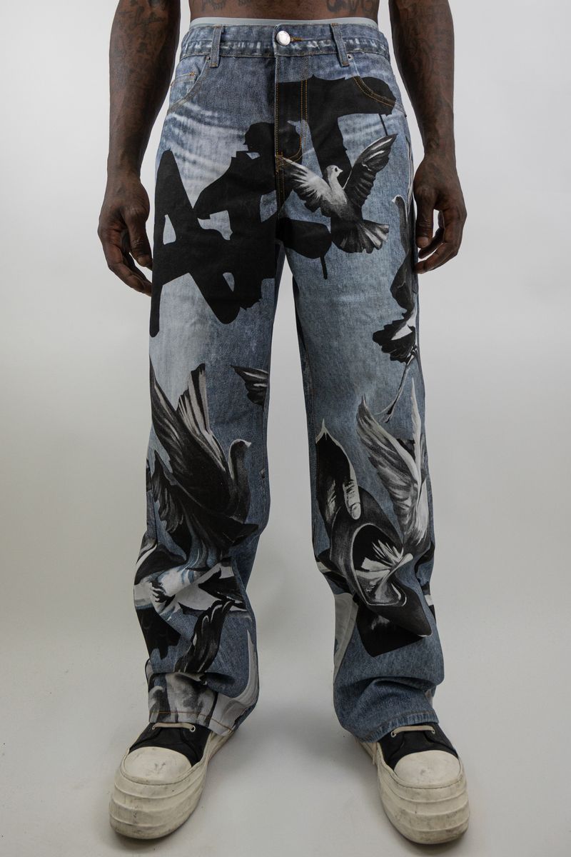 ARMOR JEANS DIGITAL PRINT (Doves) Baggy Fit Jeans