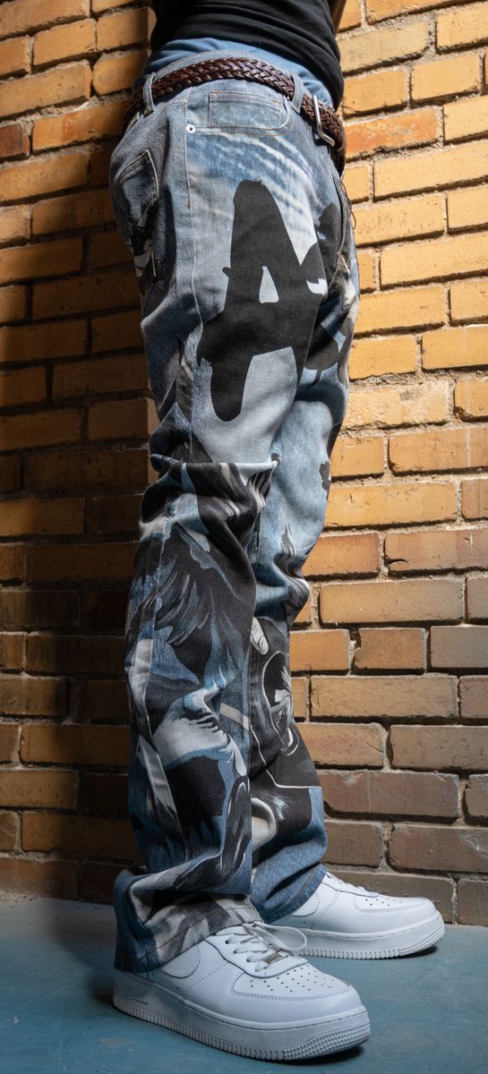 ARMOR JEANS DIGITAL PRINT (DOVES) STACKED JEANS