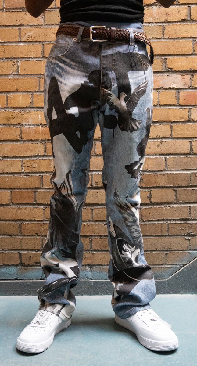 ARMOR JEANS DIGITAL PRINT (DOVES) STACKED JEANS