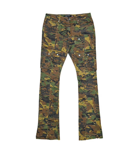 GUNZINII Multi Pocket Cargo Stacked Pants Camo