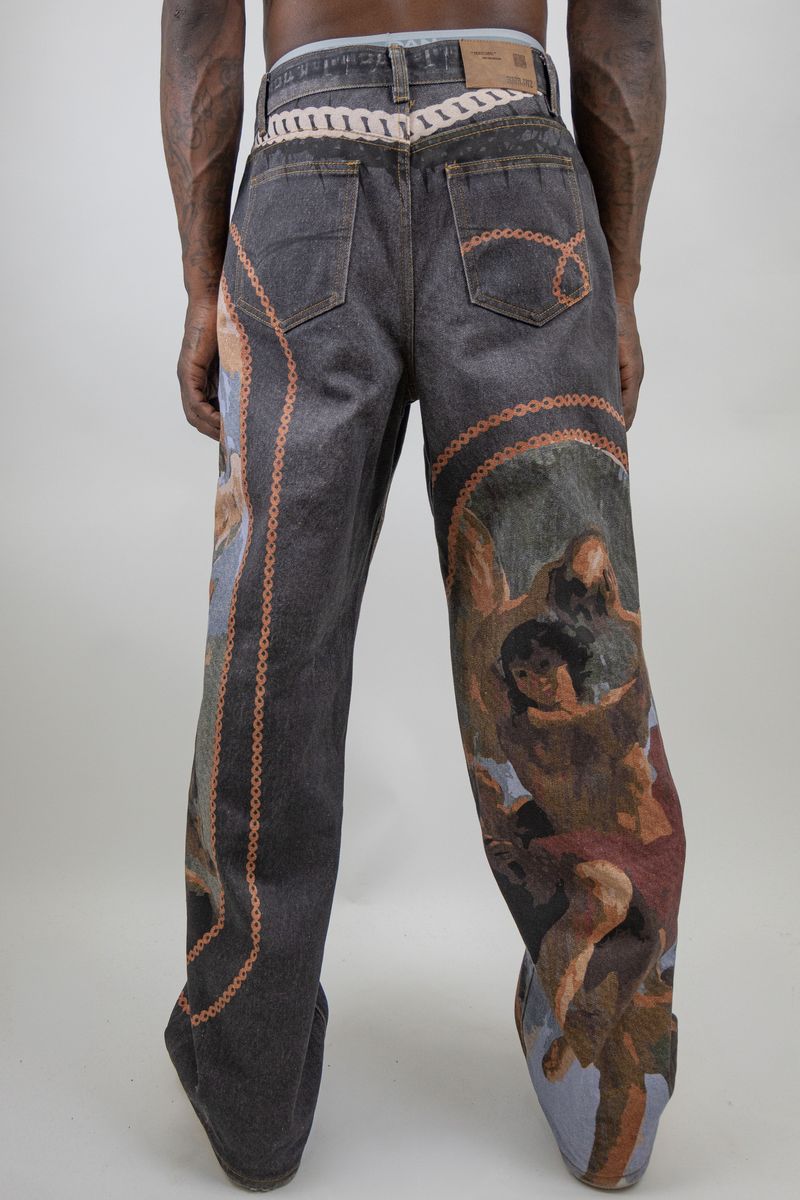 DIGITAL PRINT BAGGY JEANS