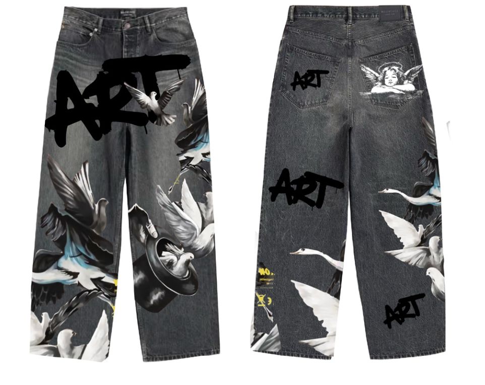 ARMOR JEANS DIGITAL PRINT (Doves) BAGGY JEANS