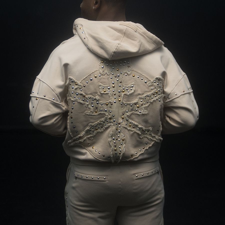 HUDSON STUDDED METAL OVERSIZED HOODY