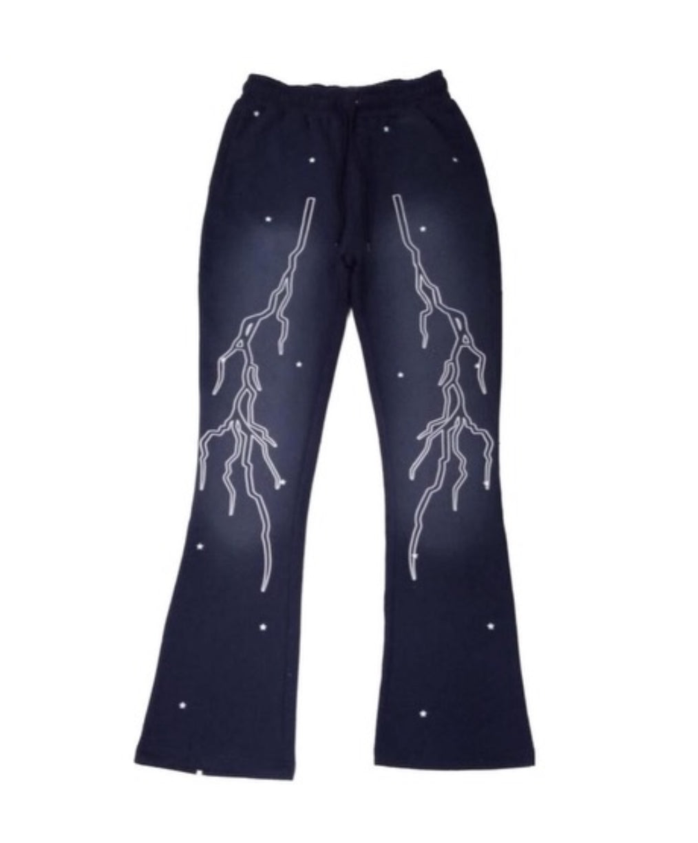 LIVE MECHANICS "Blue Thunder" Flared Pants