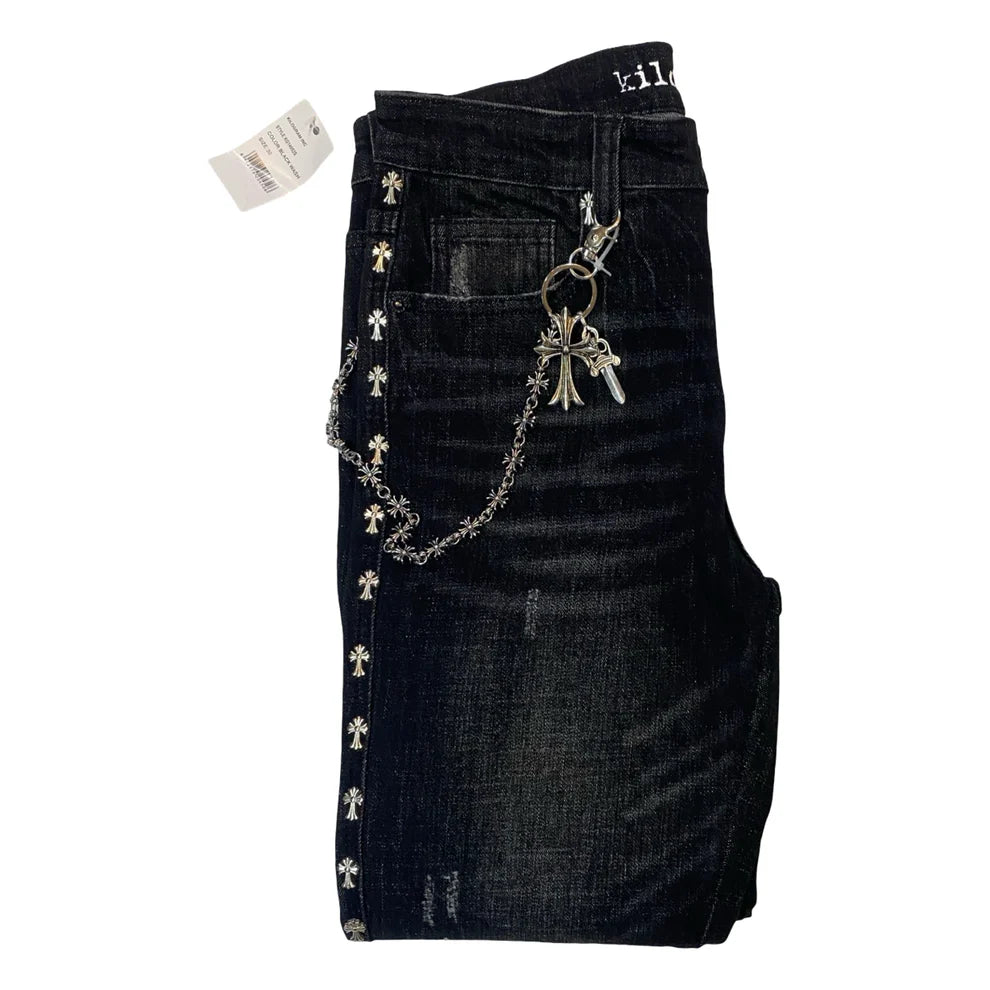 KILOGRAM CROSS RIVET DENIM JEANS