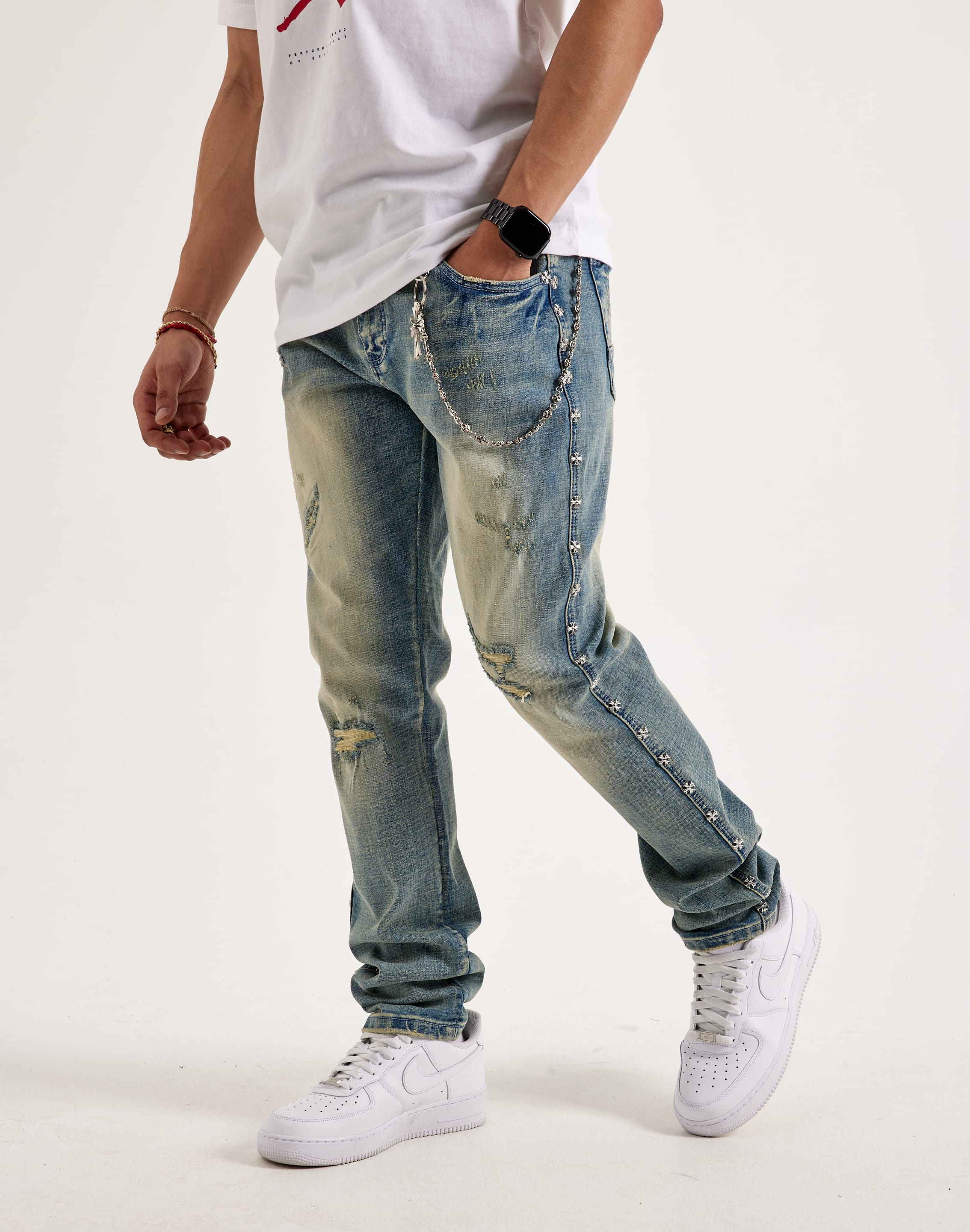 KILOGRAM CROSS RIVET FLARE JEANS