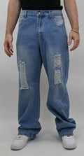SBO Light Blue Ripped Baggy Jeans