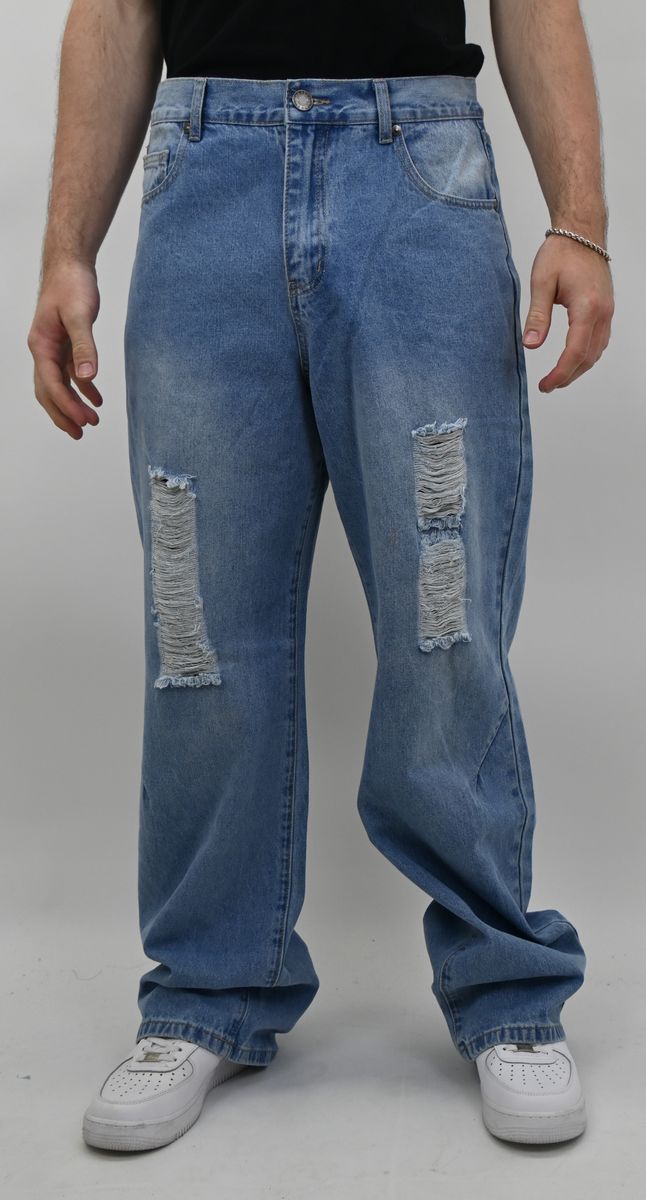 SBO Light Blue Ripped Baggy Jeans