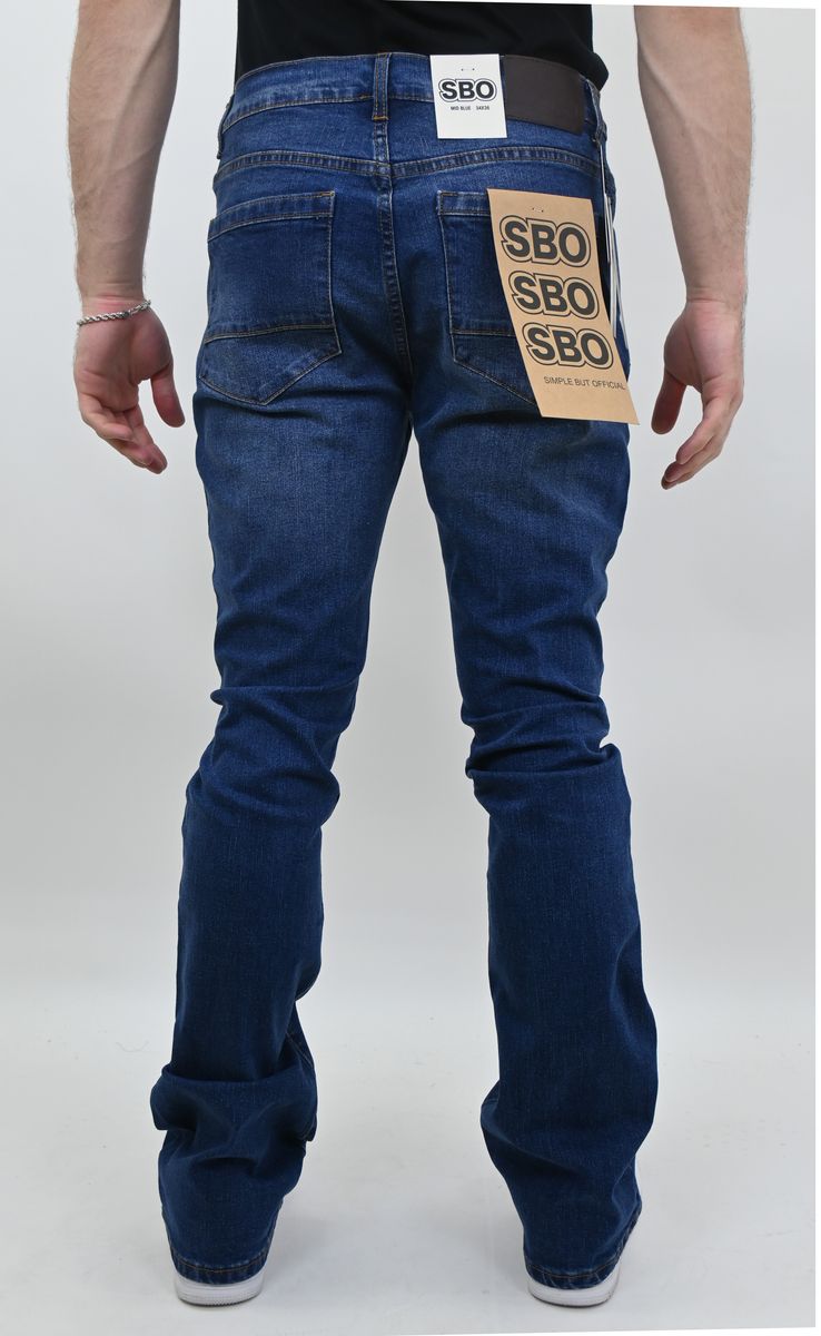 SBO MID BLUE RIPPED STACKED JEANS