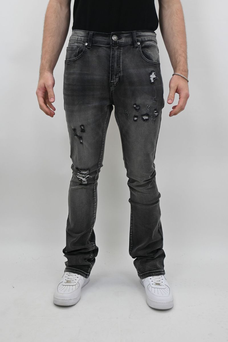 SBO VINTAGE WASH RIPPED STACKED JEAN