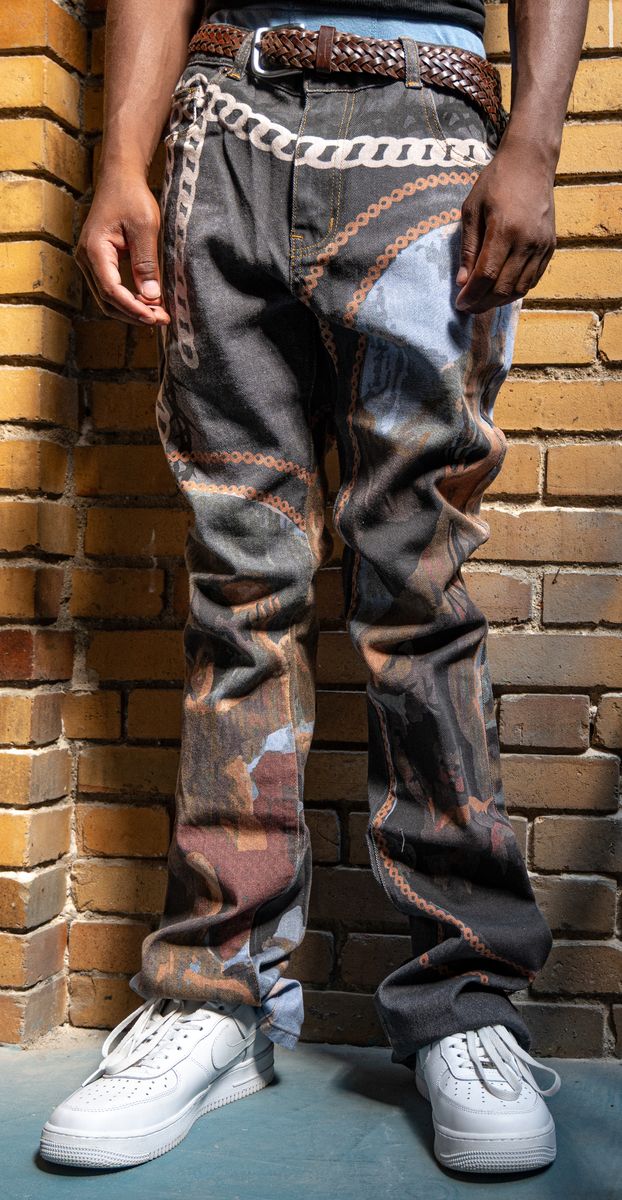 ARMOR JEANS DIGITAL PRINT (CHAINS) STACKED JEANS